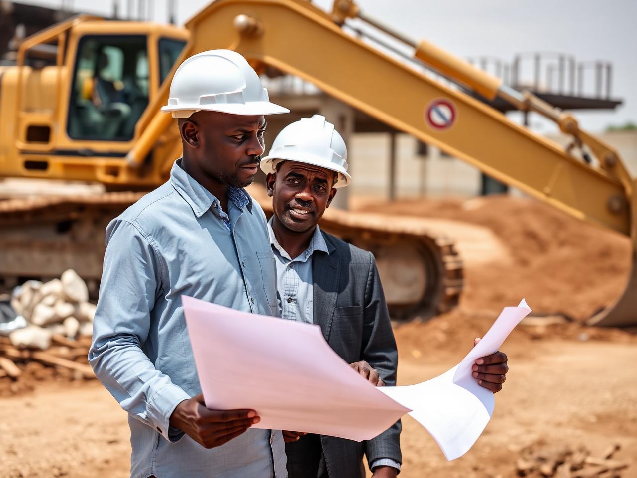 Ingénieur et architecte sur un chantier au Sénégal